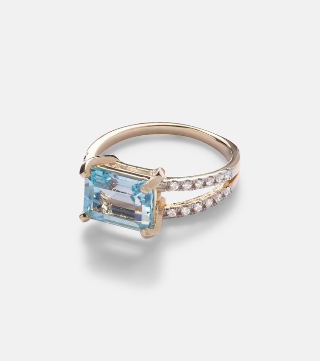 Point of Focus 14kt gold ring with diamonds and topaz | Mateo