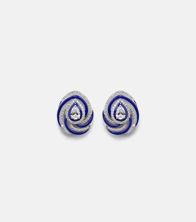 Oceane Pear 18kt white gold earrings with diamonds | Kamyen