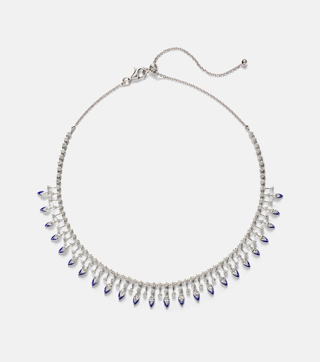 Marquise 18kt white gold and enamel choker with diamonds | Kamyen