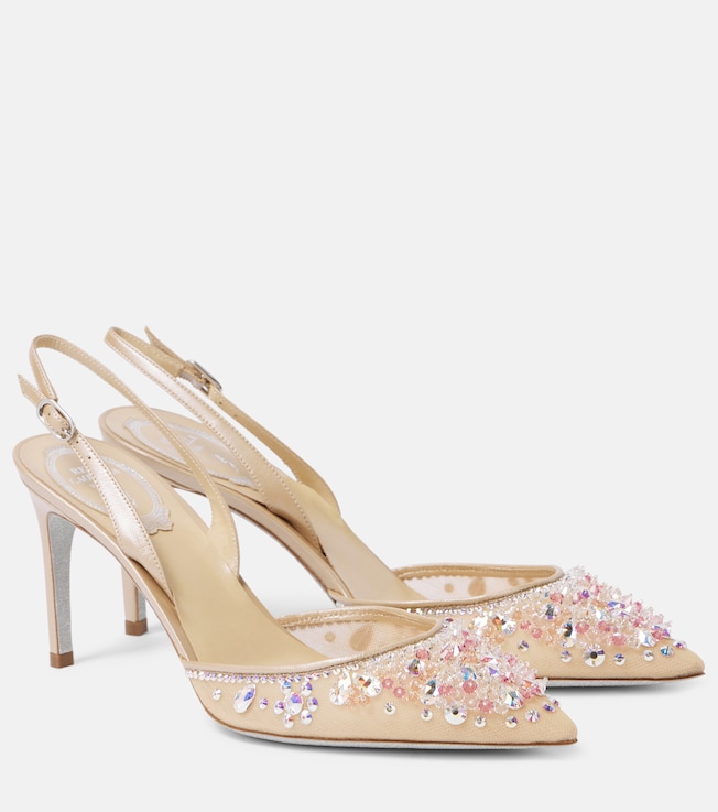 Cinderella 80 mesh slingback pumps | Rene Caovilla