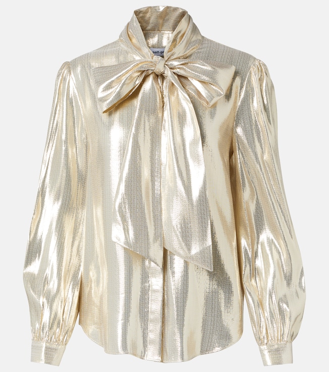 Tie-neck lamé shirt | Self-Portrait