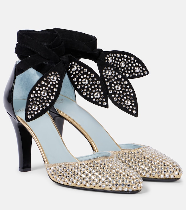 Foliefoliage 85 suede and leather pumps | Valentino Garavani
