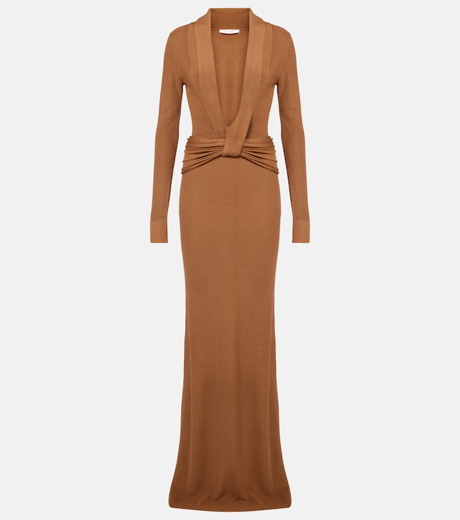 Aure gathered knitted silk-blend gown | Aya Muse