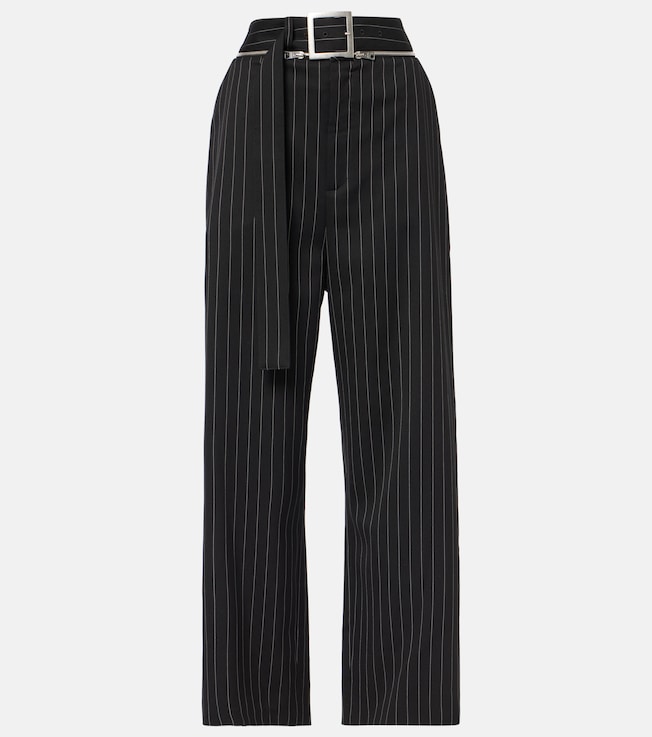 Pinstripe high-rise virgin wool wide-leg pants | Jean Paul Gaultier