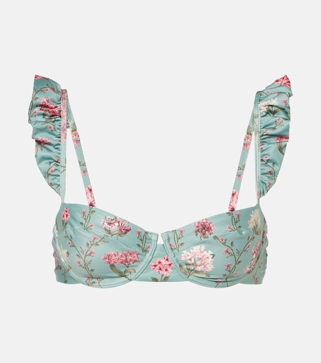Kiwi floral ruffled bikini top | Agua by Agua Bendita