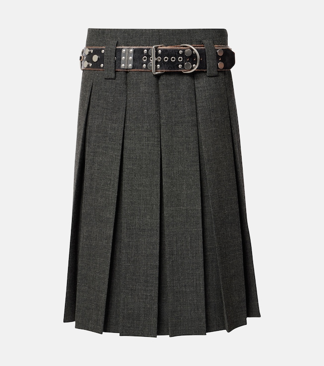 Pleated virgin wool midi skirt | Prada