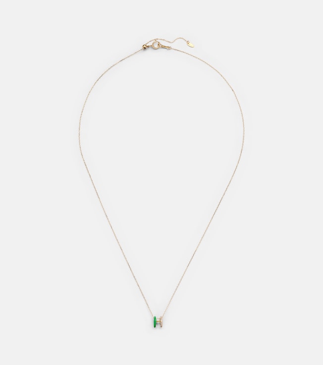 18kt gold necklace with diamonds and enamel | Persée
