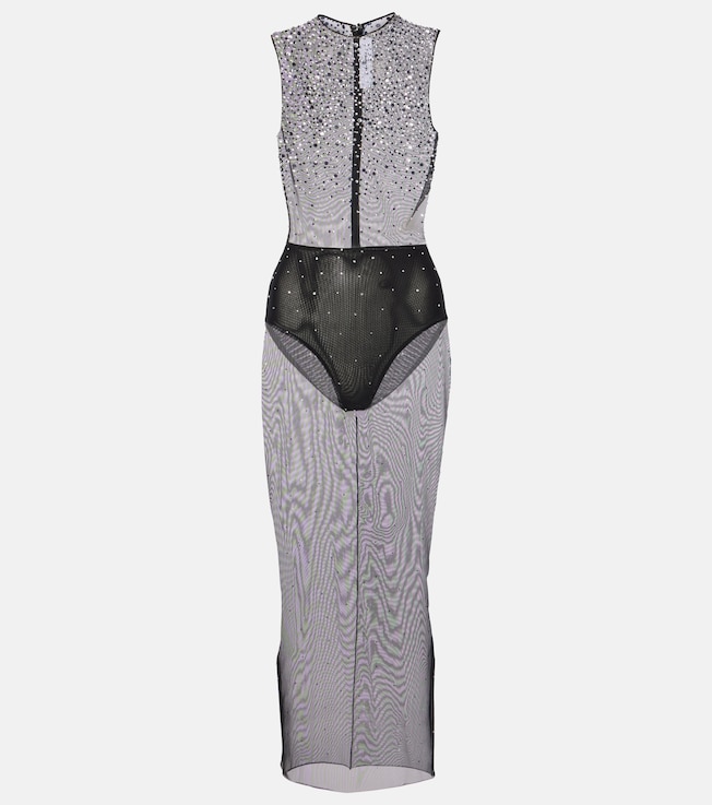 Crew embellished mesh midi dress | Alex Perry
