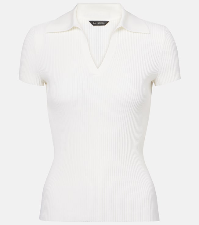 Ribbed-knit wool-blend polo sweater | Balenciaga