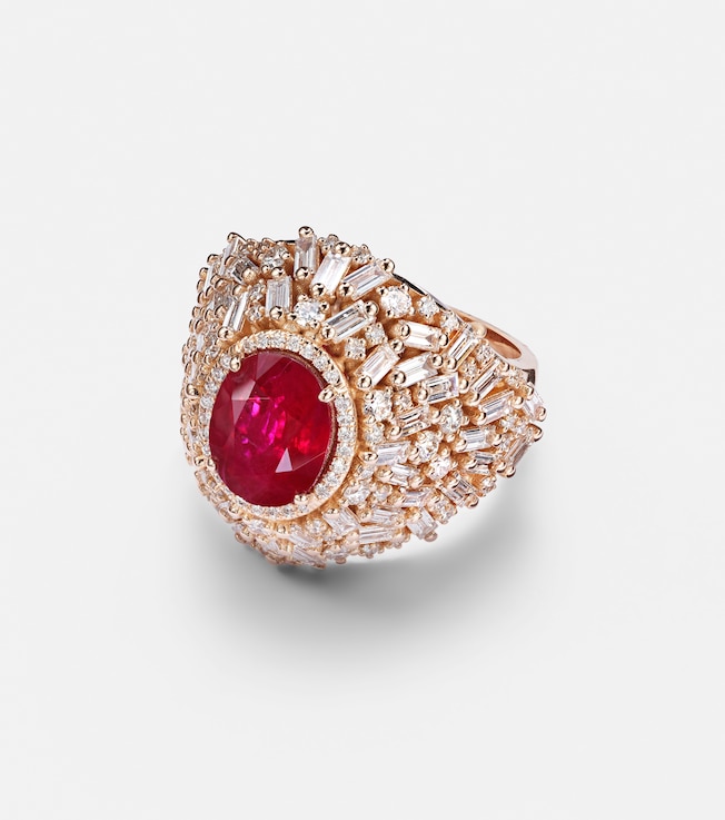 Dome 18kt rose gold ring with ruby and diamonds | Suzanne Kalan