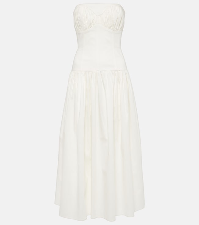 Lauryn strapless cotton-blend midi dress | Tove