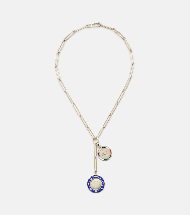 Crescent & Internal Compass 18kt gold necklace with diamonds | FoundRae
