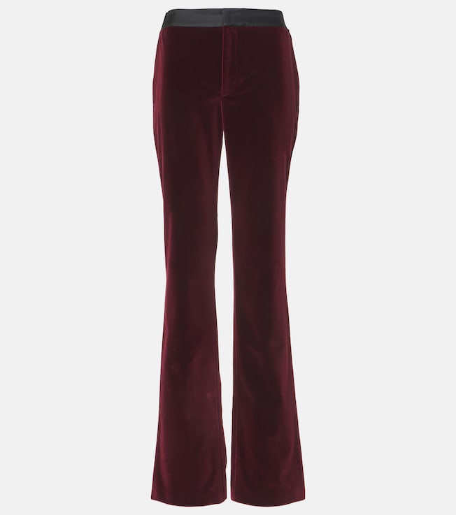High-rise cotton velvet flared pants | Tod's