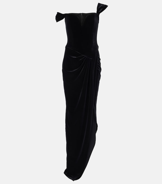 Asymmetric velvet bustier gown | Alex Perry