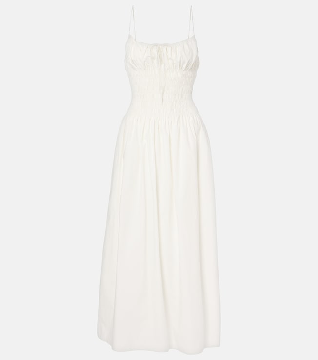 Shirred cotton maxi dress | Faithfull