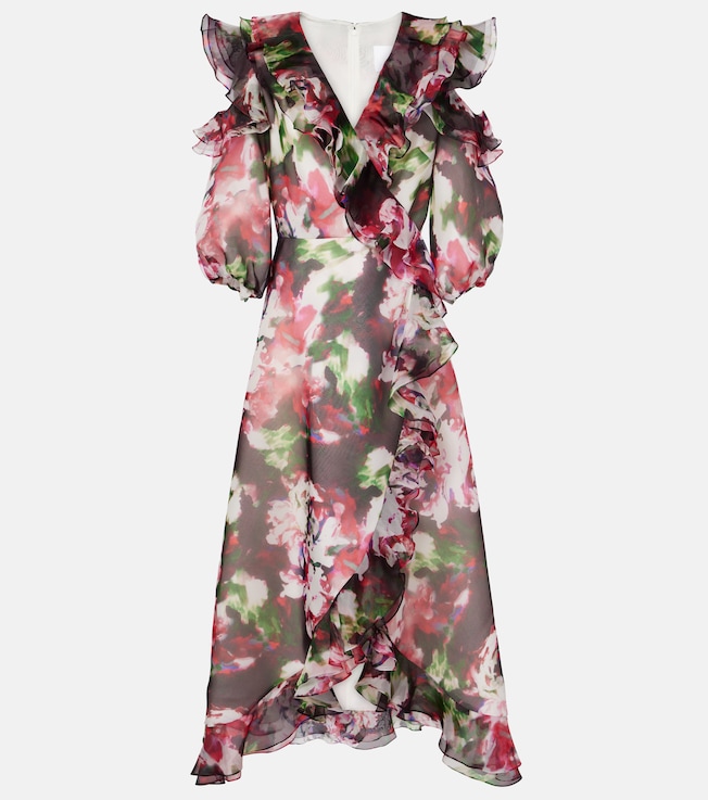 Aria ruffled silk organza maxi dress | Costarellos