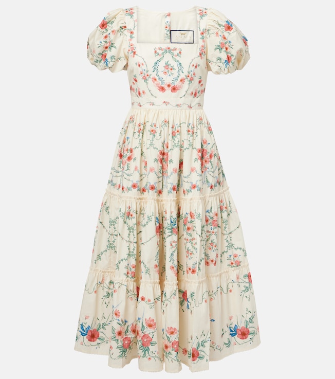 Alga floral cotton poplin midi dress | Agua by Agua Bendita