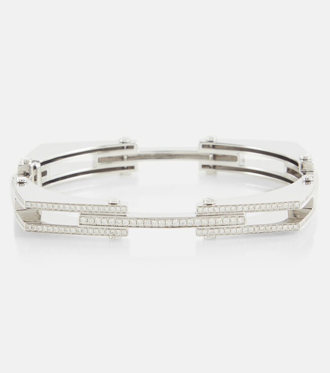 Chrome 14kt white gold bangle with diamonds | Rainbow K
