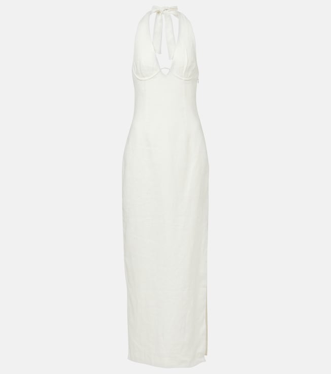 Violet halterneck linen maxi dress | SIR