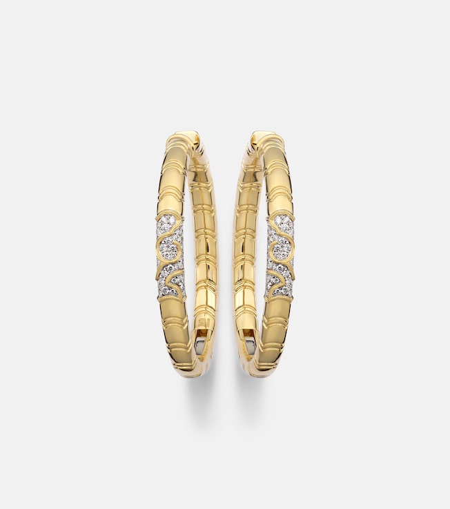 Ondine 18kt yellow gold hoop earrings with diamonds | Marina B
