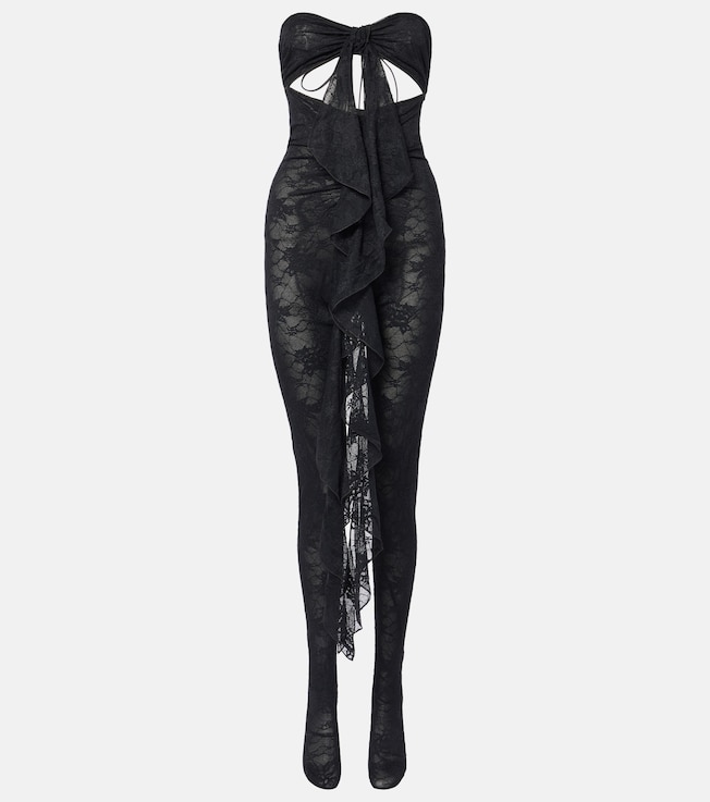 Ruffled cutout lace catsuit | Oséree