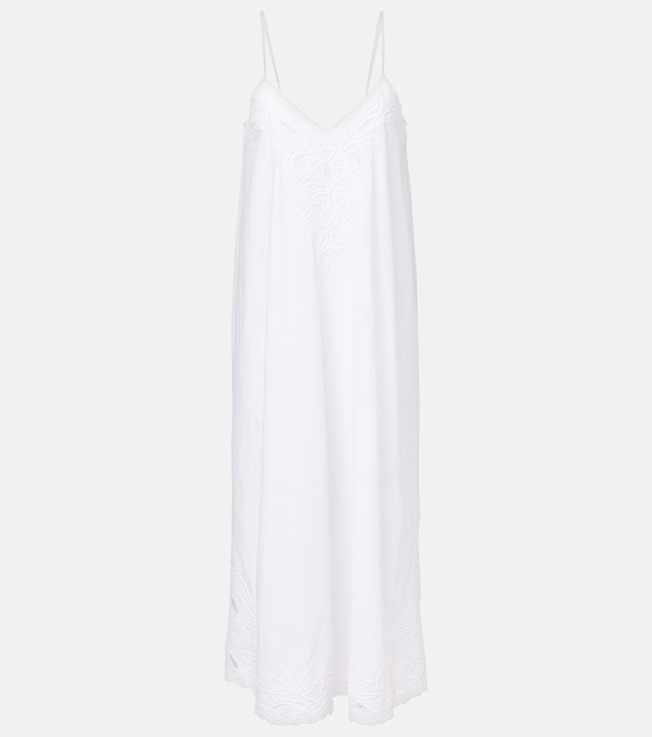 Embroidered cotton poplin midi dress | Juliet Dunn