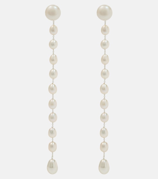 Passante Large sterling silver drop earrings with freshwater pearls | Sophie Buhai