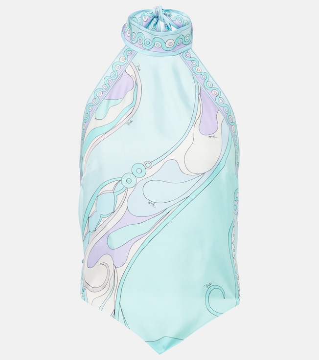 Orchidee halterneck silk twill top | Pucci