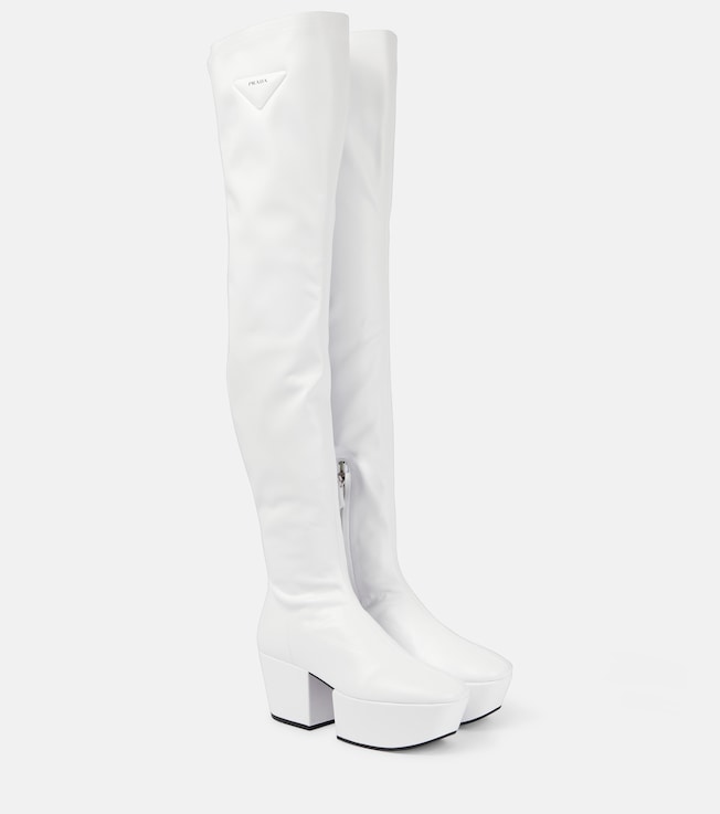 Faux leather over-the-knee boots | Prada