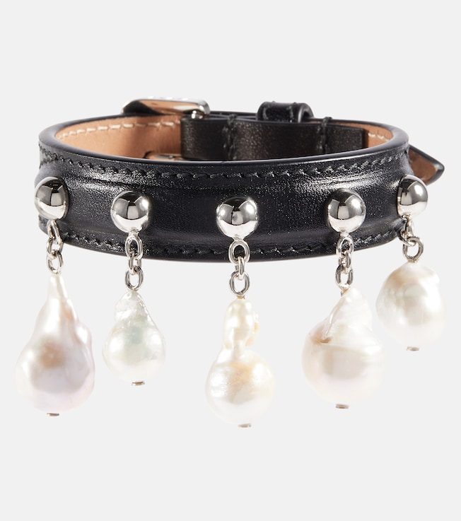 Mother-of-pearl leather bracelet | Alaïa