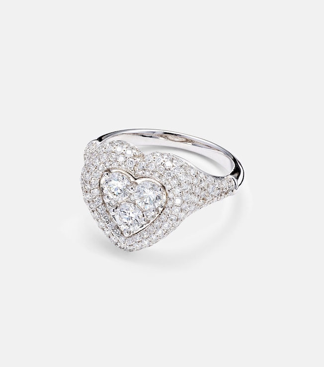 Manaal 18kt white gold pinky ring with diamonds | Kamyen