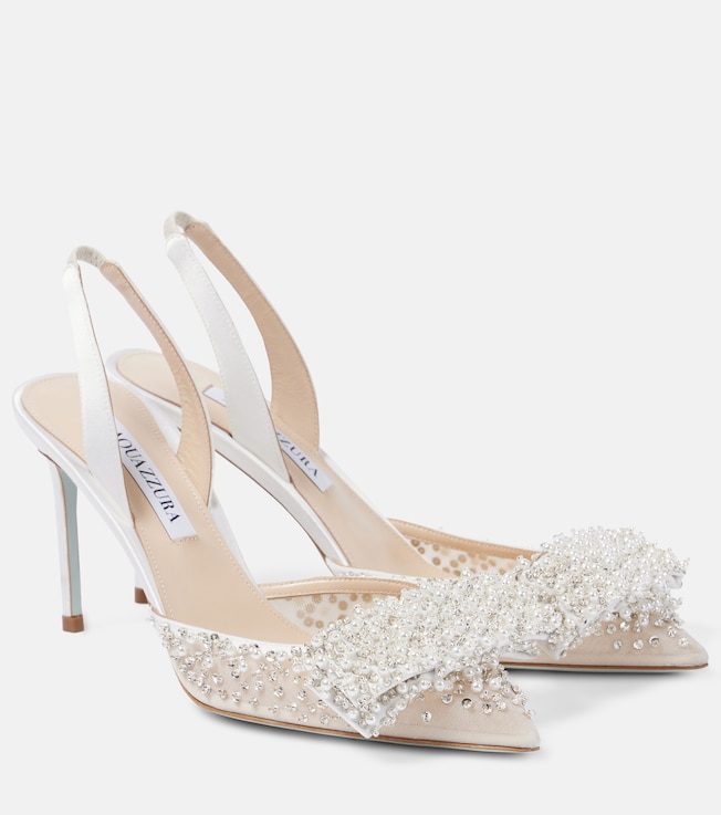 Bridal Melodie 85 embellished slingback pumps | Aquazzura