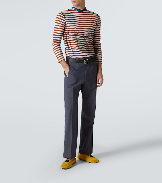 Trompe l'œil striped cotton T-shirt | Prada