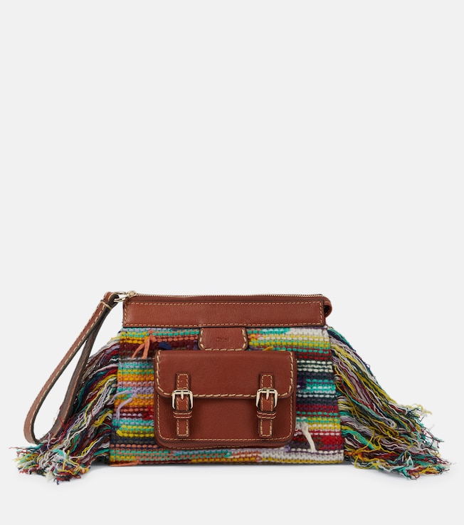 Edith cashmere and leather clutch | Chloé