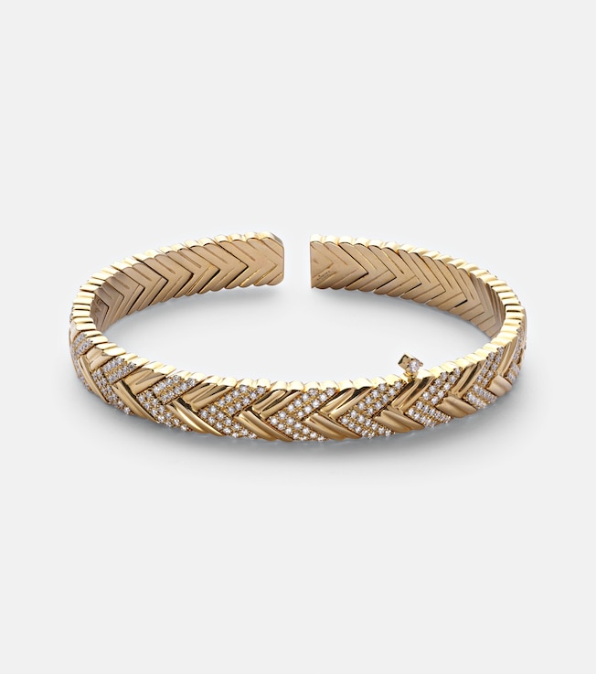 Nano Victoire 14kt gold arm cuff with diamonds | Rainbow K