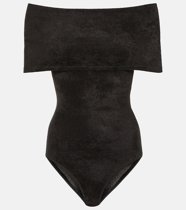 Off-shoulder velvet bodysuit | Alaïa