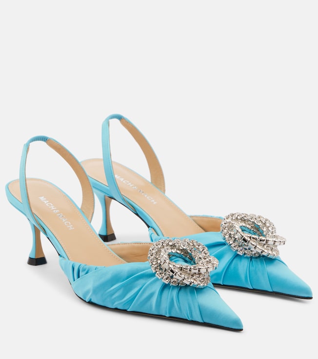 Galaxy 65 satin slingback pumps | Mach & Mach