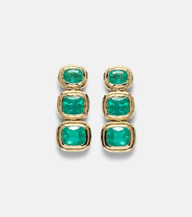 Summerland 18kt gold drop earrings with emeralds | Octavia Elizabeth