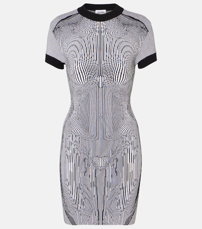 Morphing Pinstripe jacquard jersey minidress | Jean Paul Gaultier
