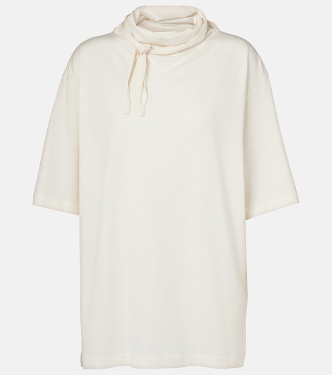 Foulard tie-neck cotton jersey T-shirt | Lemaire