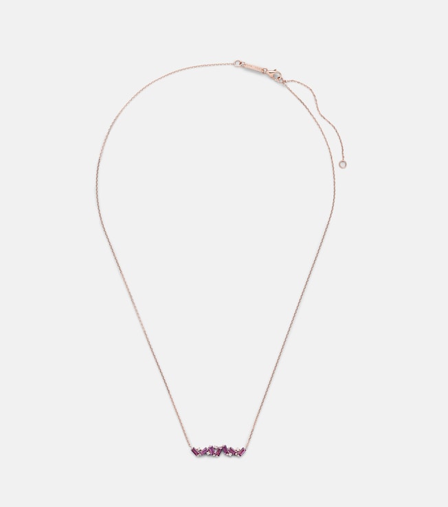 Frenesia Bar 14kt gold necklace with rhodolite and diamonds | Suzanne Kalan
