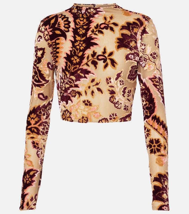 Paisley tulle and velvet jacquard crop top | Etro