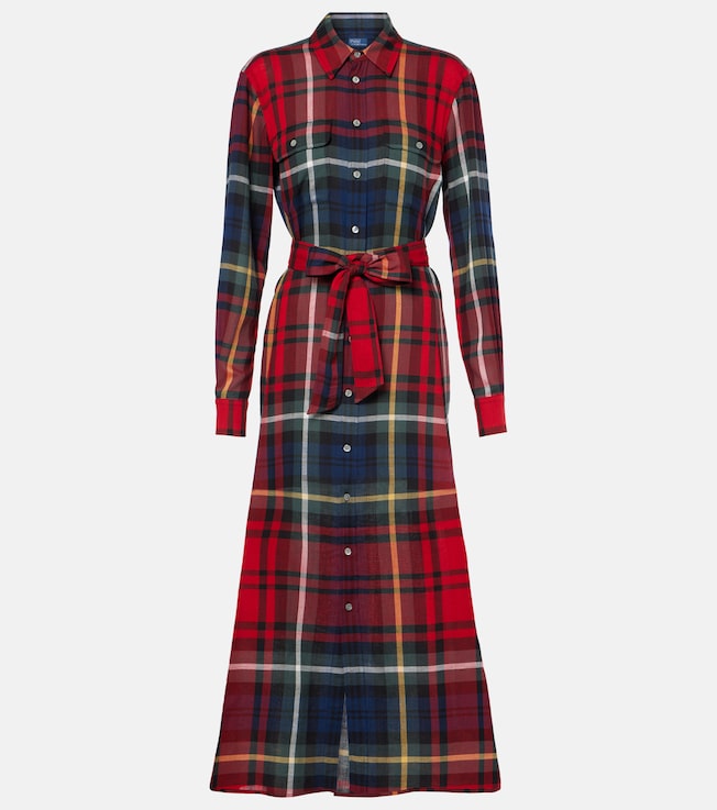 Checked cotton-blend shirt dress | Polo Ralph Lauren