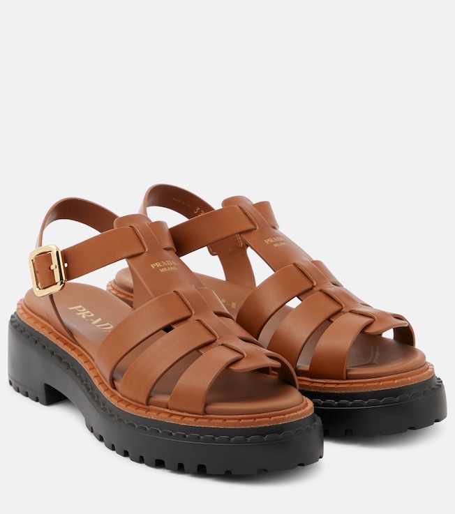 Fisherman leather sandals | Prada