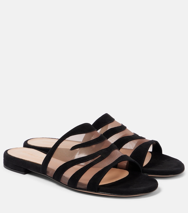 Tigra suede and mesh slides | Gianvito Rossi
