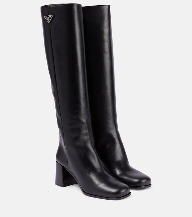 Leather knee-high boots | Prada