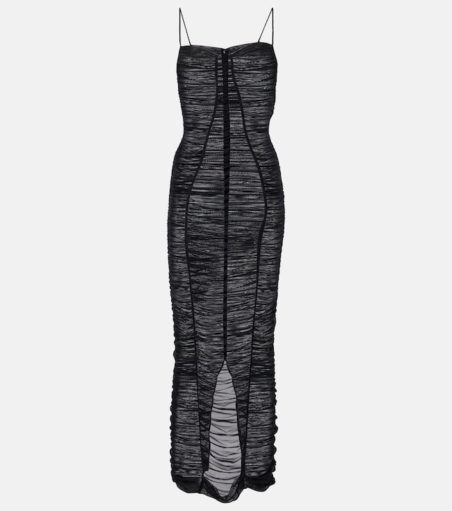 Sheer draped tulle midi dress | Dolce&Gabbana