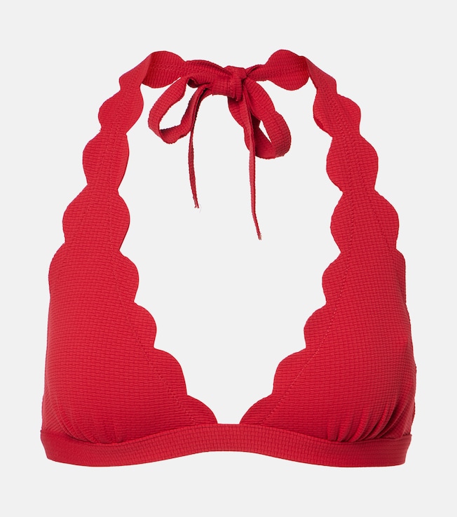 Spring scalloped halterneck bikini top | Marysia