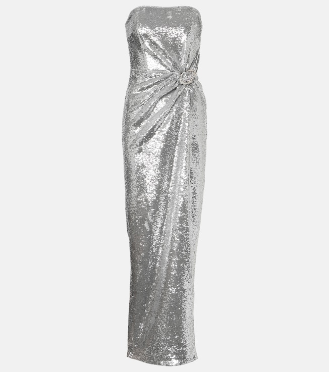 Buckle-detail sequined strapless gown | Roland Mouret