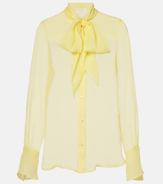 Sheer tie-neck silk chiffon blouse | Nina Ricci